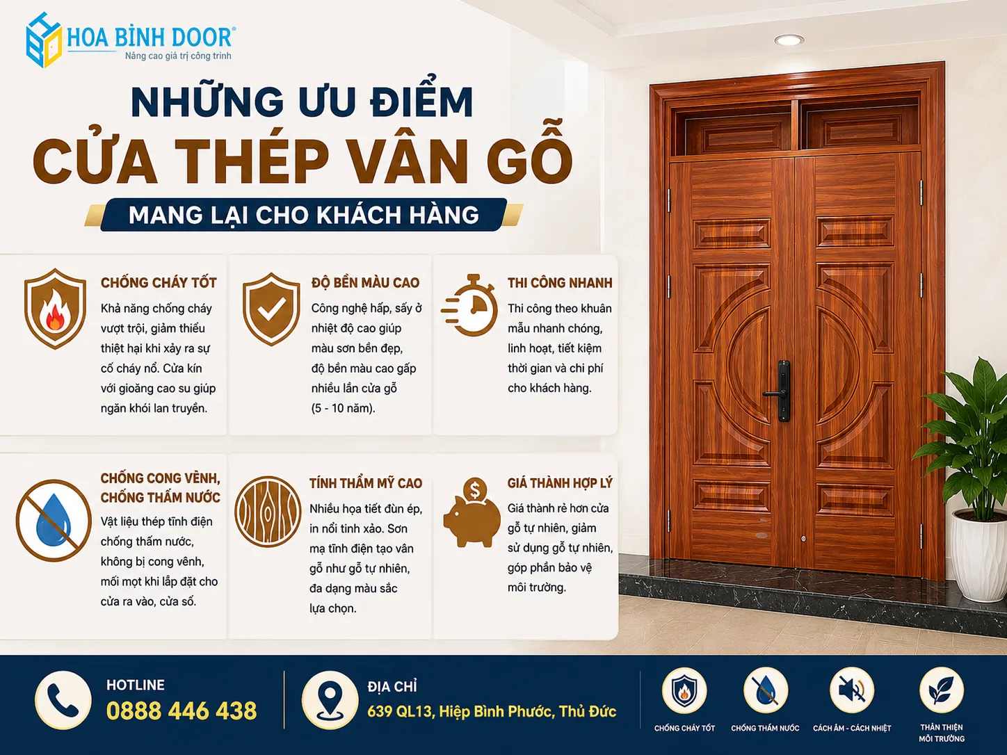 Cửa thép vân gỗ cao cấp
