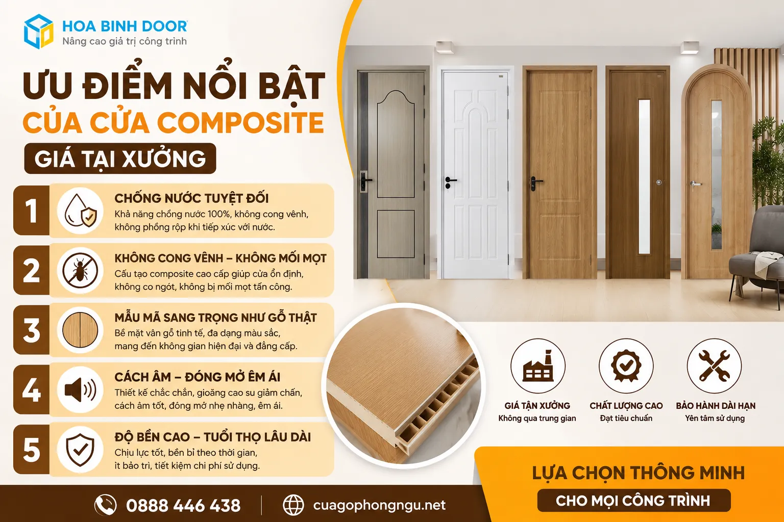 cửa composite giá tại xưởng
