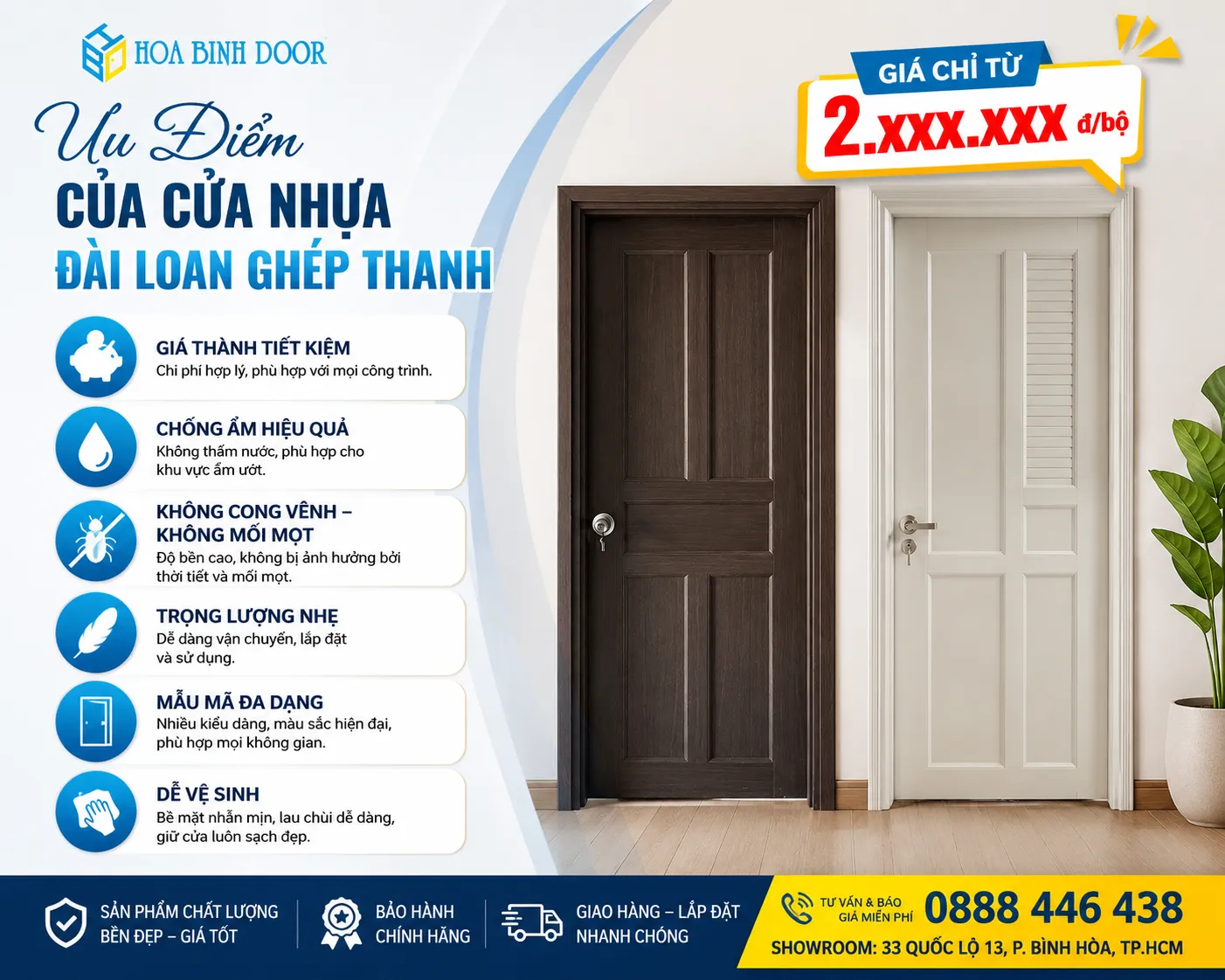 cửa nhựa đài loan ghép thanh