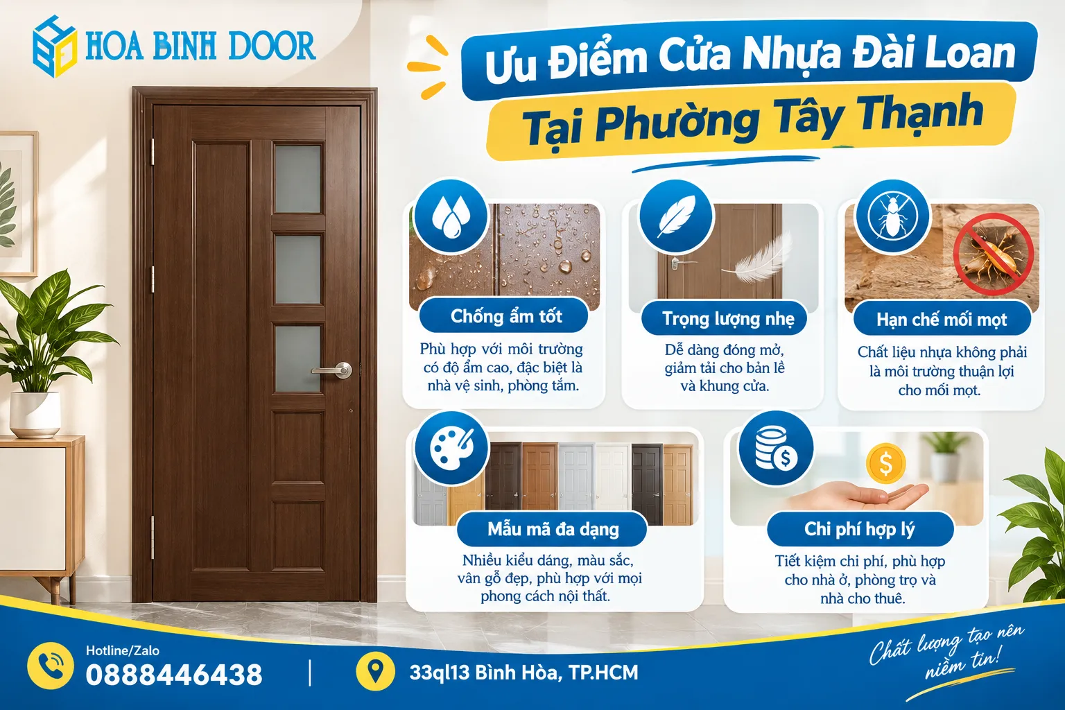 cửa nhựa đài loan tại phường tây thạnh